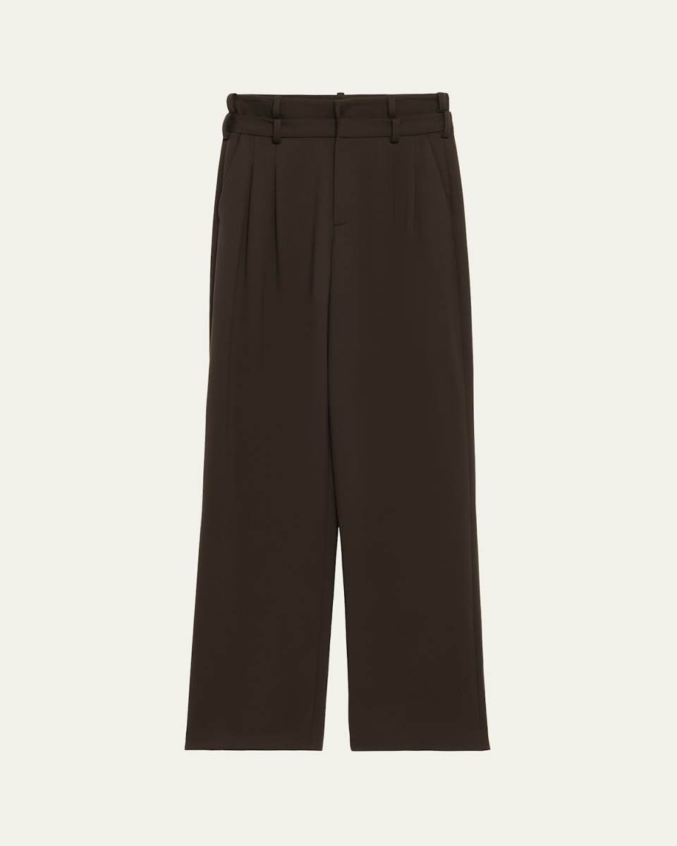 Tailored Double-Waistband Straight-Leg Trousers